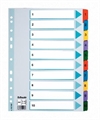 Esselte registre Mylar hvid karton A4, 1-10, farvede faner